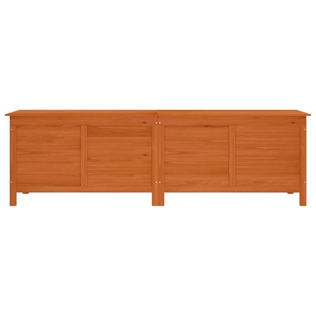 Caja de almacenamiento exterior de madera maciza de abeto, maletero de jardín para cojines y accesorios, gran espacio de almacenamiento con base de listones para ventilación óptima