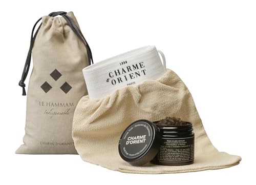 Le Hammam Indispensable, Pochon avec Savon Noir 40g et Gant Kessa