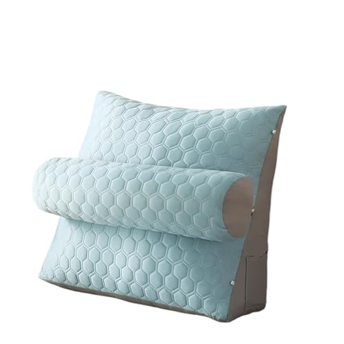 WJLYDM Almohada de Lectura Triangular con cuña Grande for Adultos, cojín de látex refrescante, Almohadas Decorativas for Cama, cojín Decorativo for sofá.(Light Blue,50x60x20cm)