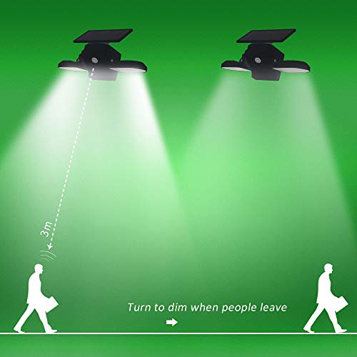 Leeofty 56led Solar Powered Lights com Cabeças Duplas Ajustáveis 360 Graus Rotativo PIR Sensor de Mo