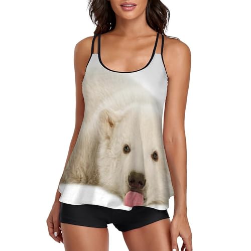 Tankini robe de plage ours polaire avec shorty couvrant pour un confort estival absolu
