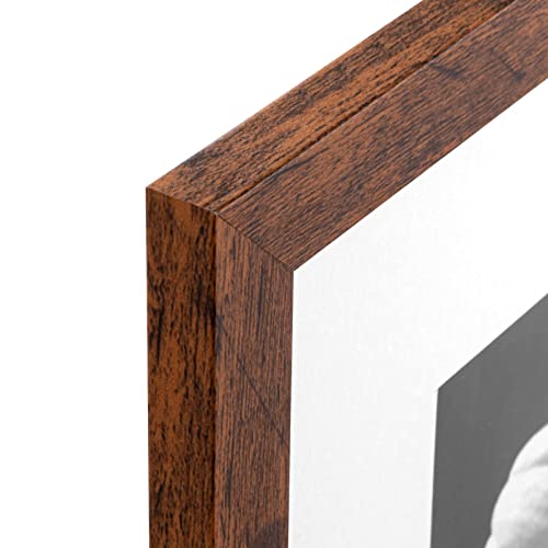 Eletecpro 12X12 Picture Frame Set Of 9, Wooden Square Frame Displays 8X8 With Mat And 12X12 Without Mat, Poster Frame For Wall Hanging, Mounting Hardware Included (Rustic Brown, 12X12) #TOP1
