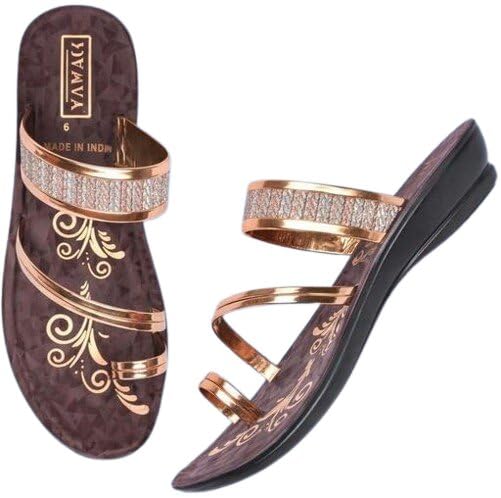 Latest Collection Women's & Girl's Fancy Gold Flip-Flops – Pack of 1, PU Material, Slip-On Platform Sandals,-image-33