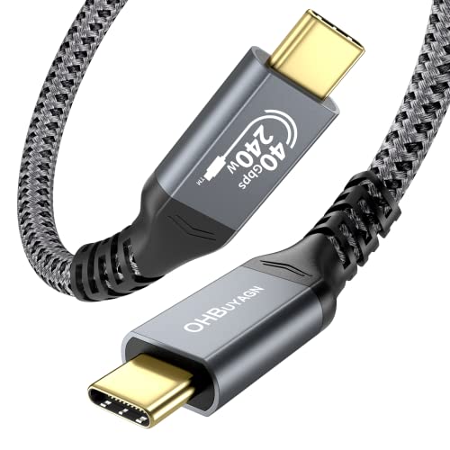 OHBUYAGN USB4 Cable USB-IF Certification 240W for Thunderbolt 4, USB C to USB C Cable 40Gbps Data Transfer, Support 8K/6K@60Hz, Compatiable with Thunderbolt 3, iMac, eGPU, Hub, SSD, Docking 0.8M