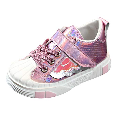 iYBWZH Baby Shoes Bling Wing Scale Flat Boys Girls Sneakers Running Walking Tennis Athletic Gym Shoes Slip-on Breathable Kids Sport Shoes Prewalker First Walker Casual Shoes(Pink,CN-21/15-18Months)