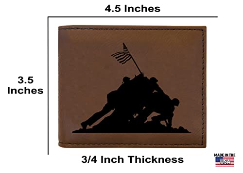 Rogue River Tactical USA American Flag Veteran Iwo Jima Men's Leather Bifold Wallet RFID Gift For Him Dad Father United States Billfold Military Veteran4