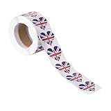 500 Stück pro Rolle Herz-Aufkleber für Veranstaltungen, Flagge des Vereinigten Königreichs, herzförmige Aufkleber auf einer Rolle