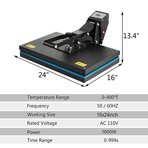 Smarketbuy HEAT PRESS 16X24 Inch, High Pressure Clamshell Heat Press Machine 1800W, Large Heat Press Digital Control Heat Transfer Machine thumb #2