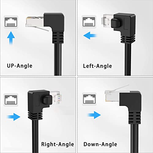 2Pack Cat6 Ethernet Extension Cable 90 Degree Short Cat 6 Cable Extender Right Angle (Leftward+Rightward Angle) Rj45 Network Patch Cord Adapter #TOP6
