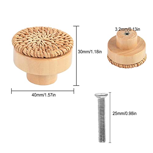 WANGCL 6pcs Rattan Dresser Knobs Handmade Wicker Woven Cabinet Knobs Dresser Handles Drawer Hardware Pulls (Natural ) - Image 2