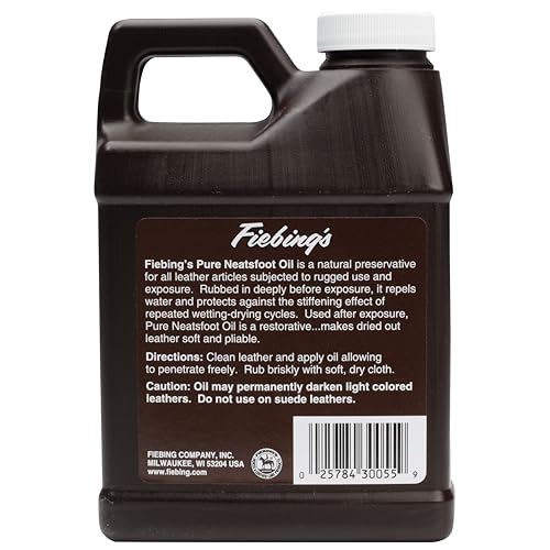 Fiebing's 100% Pure Neatsfoot Oil 16 oz - Leather Conditioner & Preservative with All Natural Animal Oil - Waterproof, Soften, Restore, & Strengthen Leathercraft Shoe, Boot, Belt, Saddle, Couch, Purse