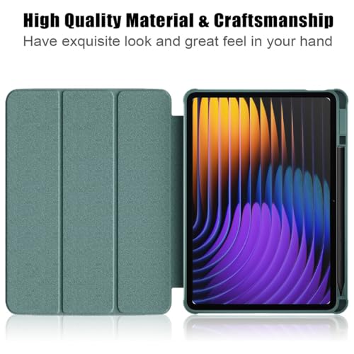 Image of MOCA Case for Xiaomi Mi Pad 8 /8 Pro /Pad 7 / Pad 7 Pro 11.2 inch, Smart Flip Case with Pen Holder, Trifold Stand, Magnetic Auto Sleep Wake, Hard Back Protection (Pine Green)