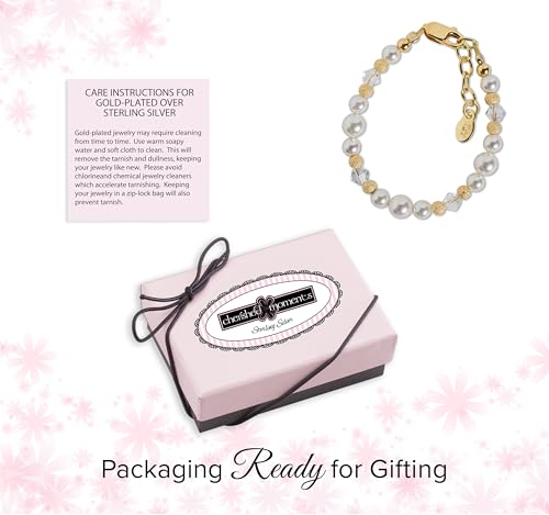 Cherished Moments 14K Gold Plated Bracelet for Babies, Toddlers, Kids, and Little Girls with High-End Simulated Pearls, Crystals and Gold Sparkle Beads4