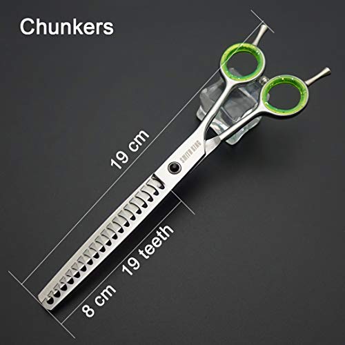 Image of 7.0 inches Professional Dog Grooming Scissors Set Straight & thinning & Curved & chunkers & comb 5pcs in 1 Set for left-handed & right handed