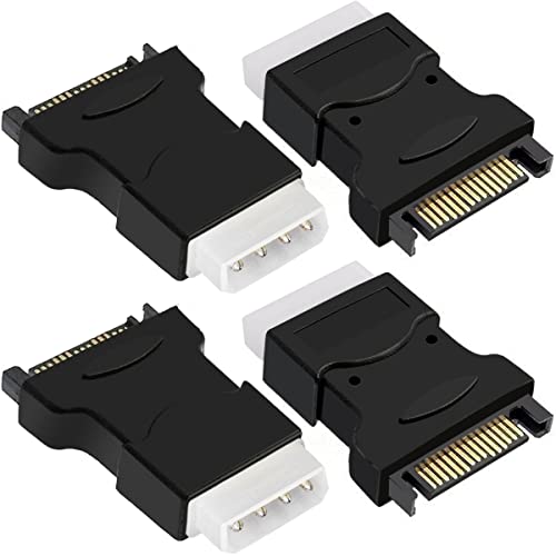 Xiatiaosann Adaptateur SATA 15 Broches vers Molex 4 Broches IDE pour Disque Dur HDD SSD - Câble Convertisseur d'Alimentation, 4 Pièces