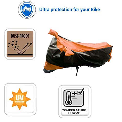 Image of Kandid Orange & Black Dust Proof & Water Resistant Double Mirror Pocket Bike Cover For Honda Cb Unicorn 150(ORANGE TYPE 1 Polyester)