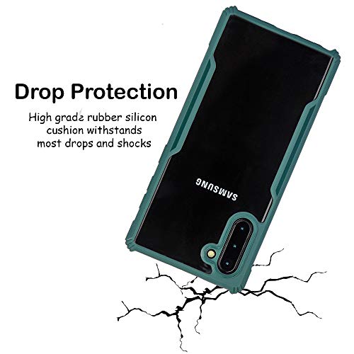 Image of LIRAMARK Transparent Clear Shock Proof Back Cover Case Designed for Samsung Galaxy Note 10 - (Pine Green)