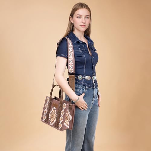 Image of Montana West X Wrangler Tote Bag for Women Boho Aztec Shoulder Purse Top Handle Satchel Handbag