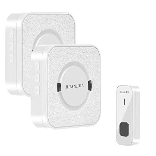 HUANHUA Wireless Doorbell, 1000Ft Operating Range, 1-PC IP55 Waterproof Push Buttons, 2-PCS Battery