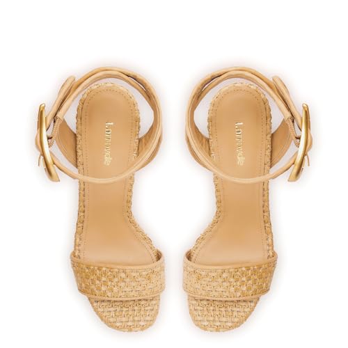 Dolly Verona Sandal In Beige Leather And Natural Raffia3
