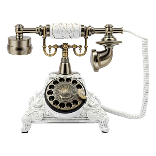 Teléfono Vintage Retro con Disco Giratorio Blanco miniatura 1
