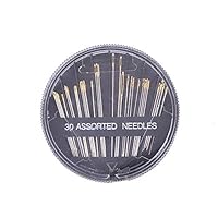 Eketirry Lot De 30 Aiguilles à Coudre De Qualité Supérieure Assorties Pour Réparation De Couture, 6 Tailles Différentes Avec 2 Enfile-aiguilles (noir, 1