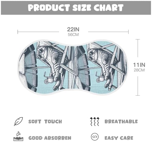 Muslin Burp Cloth for Baby 4PCS Cat Laying on Beach Chair Super Absorbent Burping Cloths, Bibs for Newborn Boys Girls4