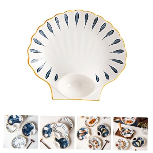 Plato para sushi en forma de concha de cerámica miniatura 6