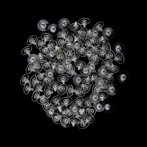 Image of KUMU JEWELLERY TOOLS (200 Pcs approx) Findings Silver Polish Bullet clutch with Silicone Rubber Pad / Earring Back Silver Nut / Earring Back Silver /Rodium Polish Metal Stopper Lock with Silicone or Rubber Pad / Earring Back Stopper / Earring Back Supporter / Earring Stoppers / Earring Post Back Stopper Silver.(Silver100 Pairs Approx)