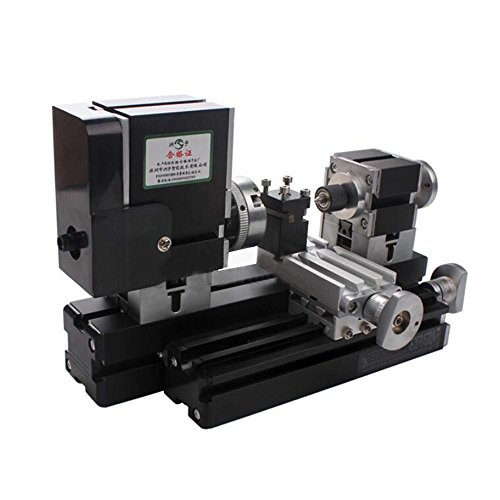 Mini Metal Lathe Soft Metalworking Woodworking Machine DIY Model Making Tools 12000rpm 60W with Adapter