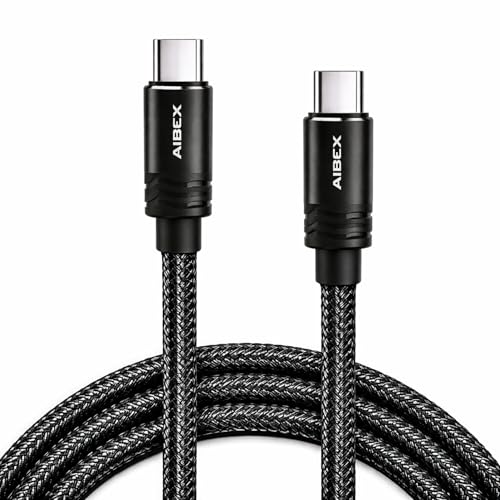 Image of AIBEX 100W USB C to USB C Cable 1M, Type C Fast Charging Cable Compatible with iPhone 17 /17 Plus /17 Pro /17 Pro Max,16 Series, Galaxy S25 Ultra,S24 /S23 /S22, Car Play, MacBook, i Pad, Pixel (M90, Black)