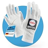 Baumwollhandschuhe aus 100% Baumwolle (Dermatest: Sehr Gut) weiße Handschuhe, weiche Textilhandschuhe für Handmasken, waschbare Stoffhandschuhe mit zertifizierter Hautverträglichkeit