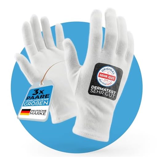 Nitrilhandschuhe 100 Stück Box (M, Schwarz) Einweghandschuhe, Einmalhandschuhe, Untersuchungshandschuhe, Nitril Handschuhe, puderfrei, ohne Latex, unsteril, latexfrei, disposible gloves, black 2 LAVAMED Dermatest: Sehr Gut Baumwollhandschuhe - extra weiche Baumwoll-Handschuhe aus 100% Baumwolle - Trikothandschuhe - weiße Zwirnhandschuhe - Premium Kosmetikhandschuhe (3 Paar, L)
