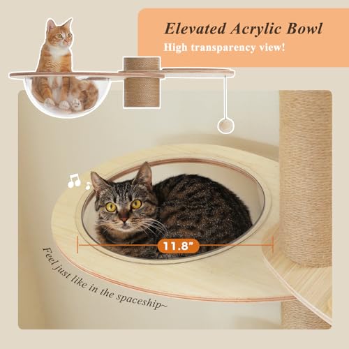 Árbol para gatos ajustable de madera sólida, 79-103 in alto miniatura 5