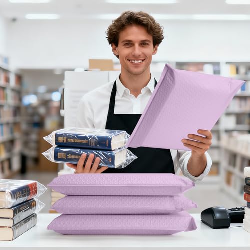 Image of Fuxury Bubble Mailers 10x13 Inch Lavender 500 Pack, Opaque Padded Envelopes for Clothing, Books, Makeup & Accessories, Self Seal Shipping Bags for Small Business
