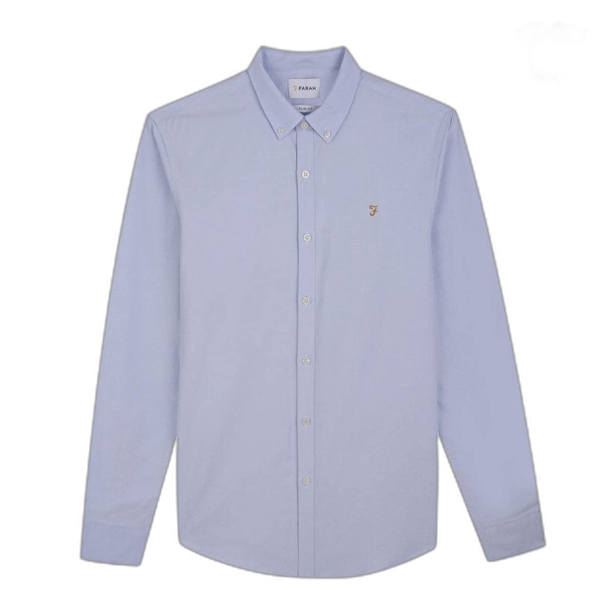 Farah Men's Blue Brewer Slim Fit Cotton Oxford Shirt