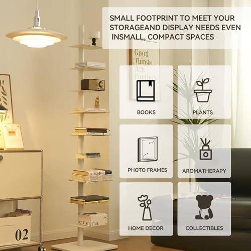 Estantería flotante para espacios pequeños con torre vertical 9 niveles 6