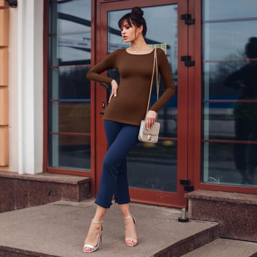 Long Sleeve Shirts for women-Underscrub Crew Neck Slim Fit Basic Tops for Teens Workout Going Out Y2K Fall Fashion 2025