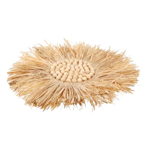 Alipis Cesta Bohemia De Rafia Decoración De Pared De Tejida Colgante De Pared Redondo Arte Decorativo De Pared Cesta Plana Bohemia Decoración De Pared Mimbre De Algas Marinas