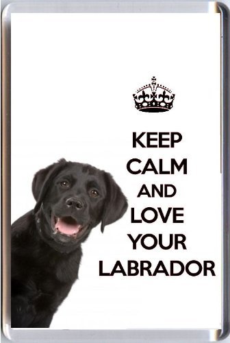 A fridge magnet with a picture of a Black Labrador Retriever Dog with the wording KEEP CALM AND LOVE YOUR LABRADOR from our unique KEEP CALM and CARRY ON gift range. An original Birthday or Christmas stocking filler gift idea for a dog lover! by Yummy Grandmummy