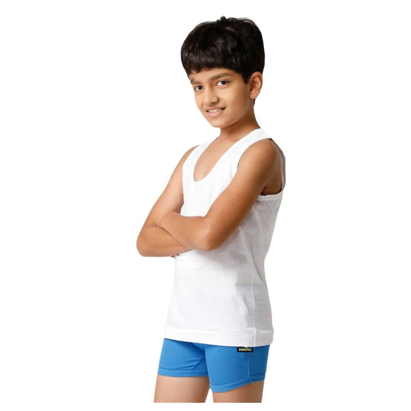 Image of INNERO Kids Vest, Combed Cotton Sleeveless Vest For Boys & Girls Innerwear (White)