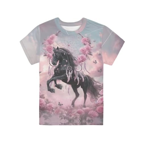 Image of WELLFLYHOM Kids Tshirts Girls Boys Short Sleeve Crewneck Tees Shirts Casual Sport Pullover Tops Size 3-16 Years