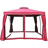 Cenador de patio con doble techo de aire y mosquitera, refugio para pérgola al aire libre con sistema de drenaje para jardín, césped, cubierta, patio trasero, 10 x 13 pies