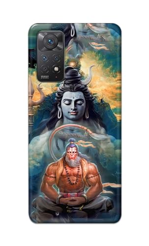 Image of PRINTFIDAA Printed Hard Back Cover Case for Mi Redmi Note 11 Pro 4G | 5G Back Cover (Lord Shiva and Hanuma) -112