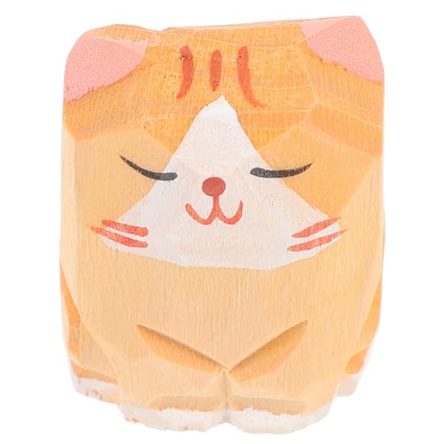 Alipis 木製動物の装飾品 キット ふた付きミニゴミ箱 ミニ懐中電灯 小さなビン 装飾的な猫のおもちゃ 猫の彫刻 猫子猫のおもちゃ 小さな定規 人工装飾 ミニチップ つぼみ おもちゃの猫