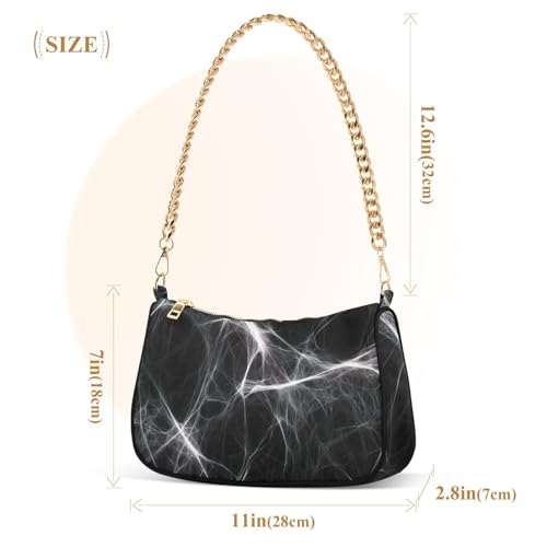 Spider Web Shoulder Bag for Women, Handbag with Chain Strap, Soft Purse Tote Bag for Ladies2