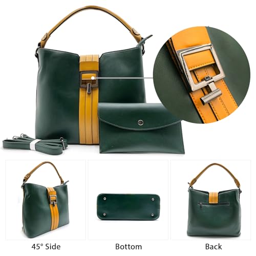 Square Bucket Top Handle Bag & Envelope Clutch Purse Set Striped Design Tote Women Shoulder Bag2