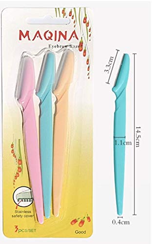 Women/Men Maqina/Tinkle Eyebrow Razor (3pc Set) Multi-Purpose Use (Dermaplaning Tool)