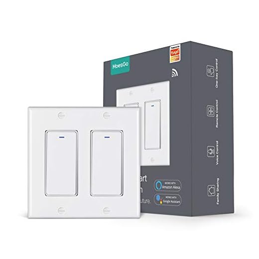 MoesGo WiFi Wall Push Button Smart Light Switch,Multi-Control, 2.4GHz WiFi Light Switches, Neutral Wire Required,Remote Control Smart Life/Tuya, Work with Alexa,Google Home White 2 Gang