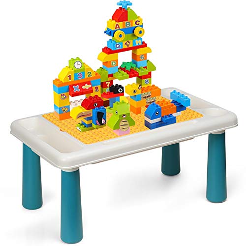 Preisvergleich Produktbild HGFDSA Kinder Bausteine Tisch, Early Education Puzzle Großteilchen Baustein Spielzeugtisch Kinder Lerntisch Spielzeug Aufbewahrungstisch